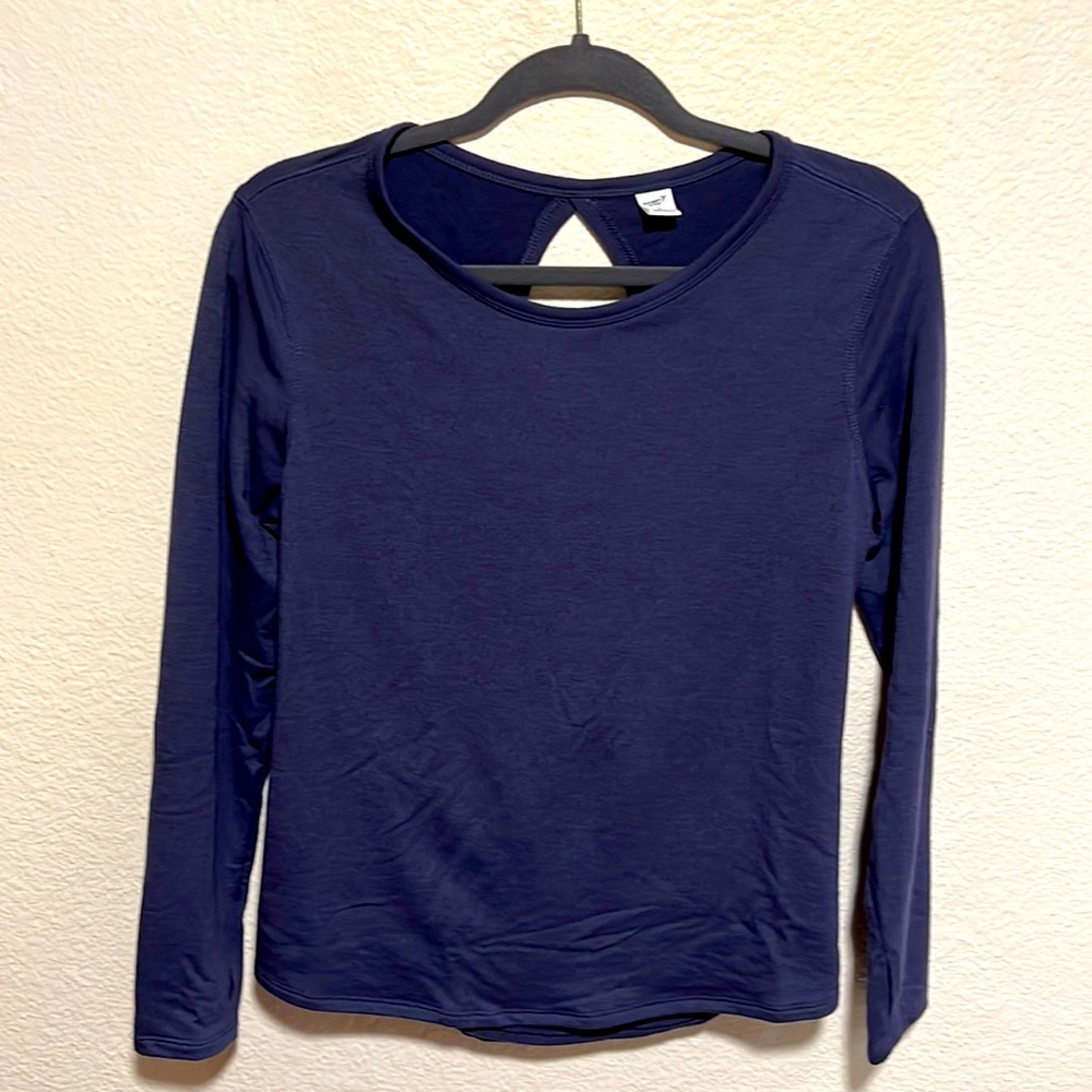 Old Navy Active Navy Blue Long Sleeve Open Back Thumb Holes Top Sweatshirt PS